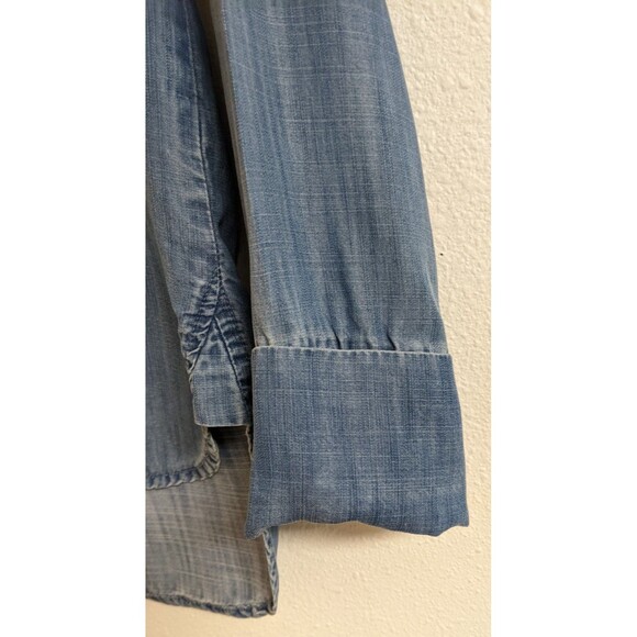 Women's Elevenses By Anthro Blue Chambray 100% Tencel Denim Button-Up Shirt S - Picture 7 of 12